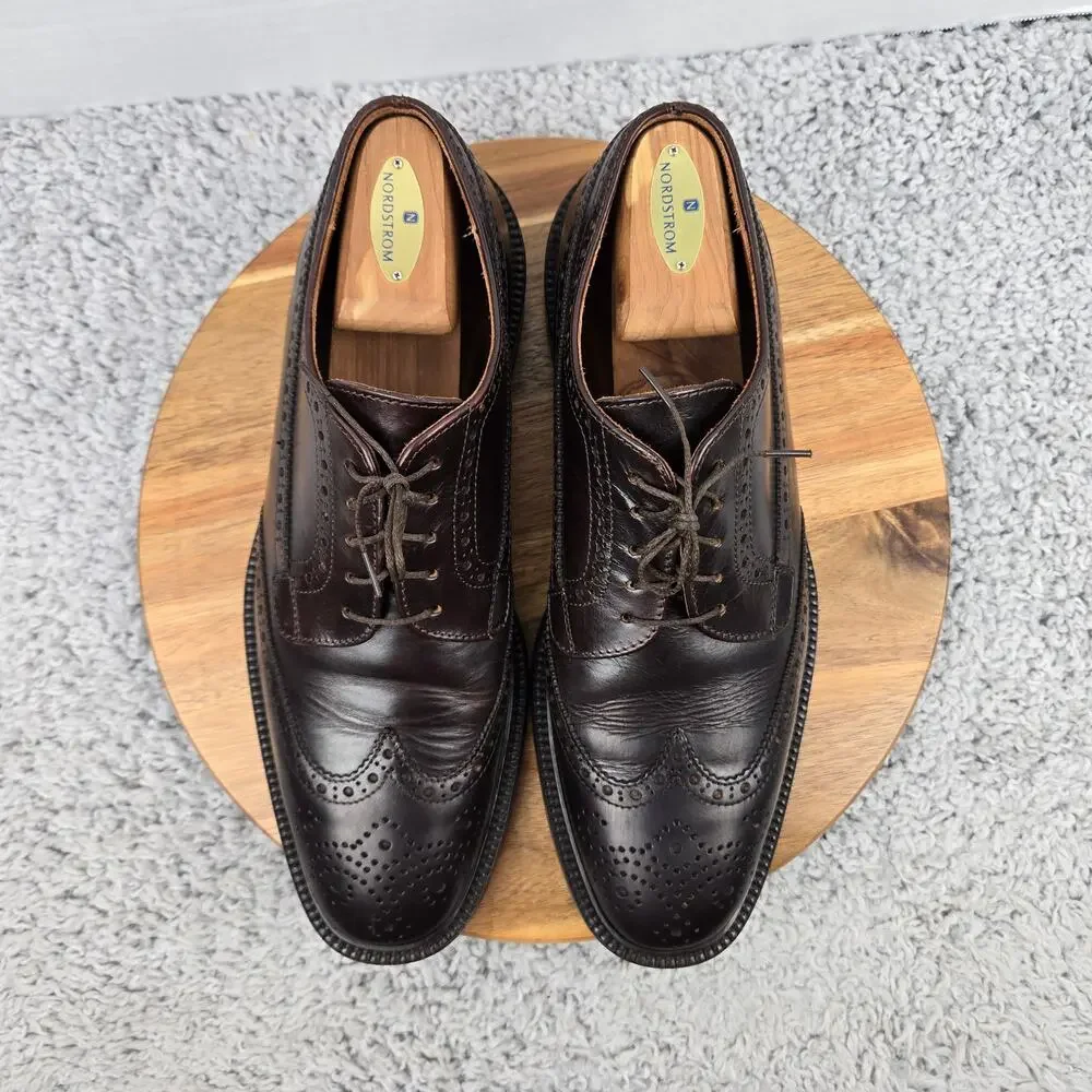 J. Crew Mens 11 Gifford Brown Leather Wingtip Medallion Brogue Derby Dress Shoe
